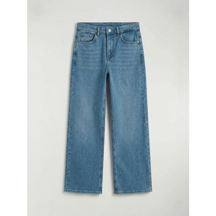 LCWAIKIKI Classic Mavi Yüksek Bel Wideleg Kadın Jean Pantolon