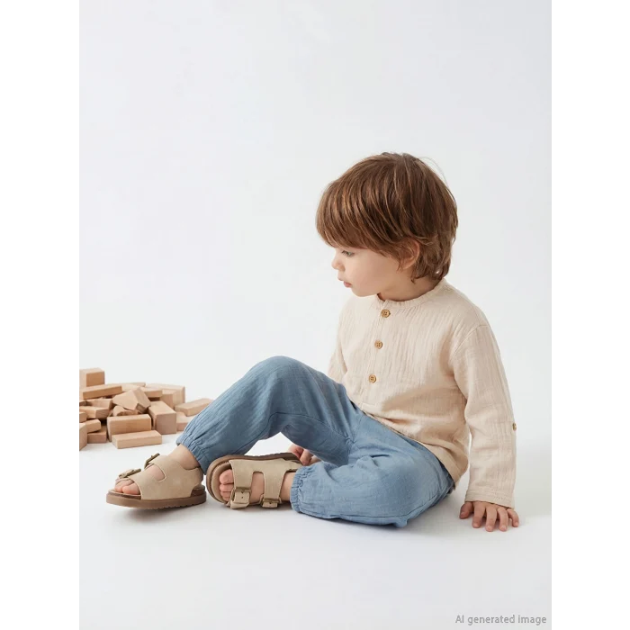 LCW baby Bej Erkek Bebek Müslin Gömlek ve Pantolon