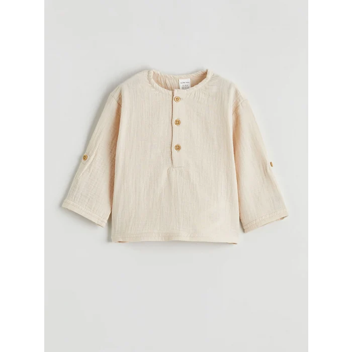 LCW baby Bej Erkek Bebek Müslin Gömlek ve Pantolon