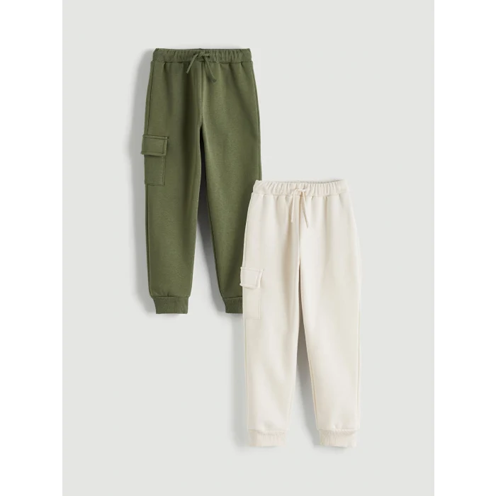 LCW Kids Bej Beli Lastikli Erkek Çocuk Jogger Eşofman Alt 2li