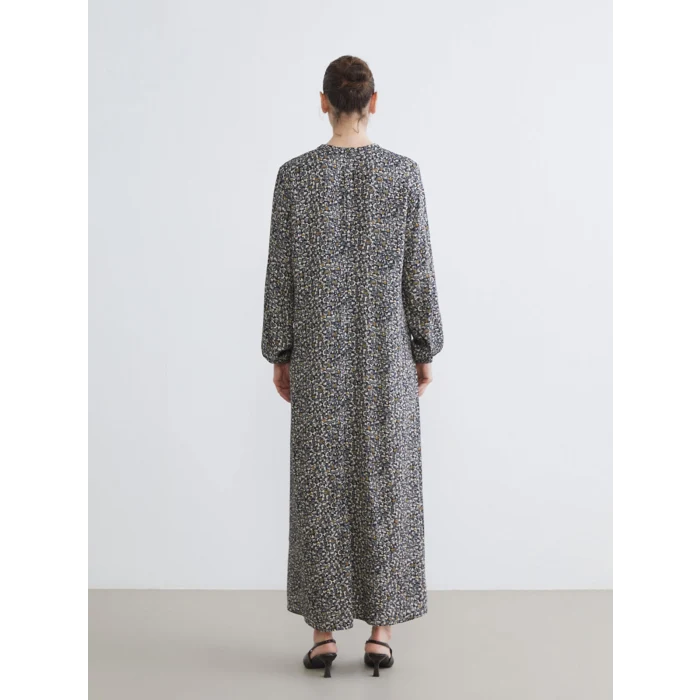 LCW Grace Yeşil Bisiklet Yaka Desenli Elbise