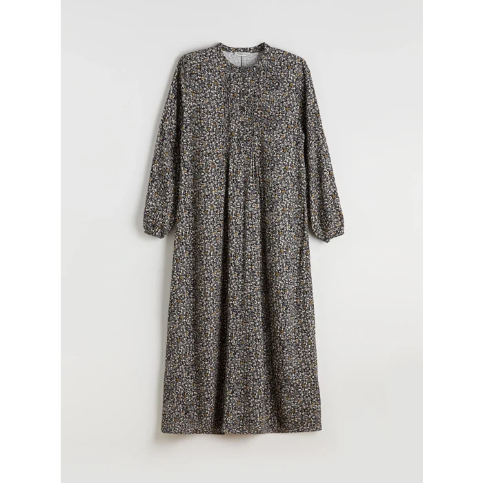 LCW Grace Yeşil Bisiklet Yaka Desenli Elbise