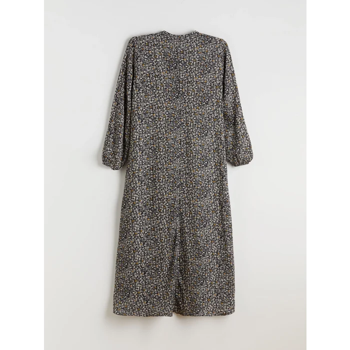 LCW Grace Yeşil Bisiklet Yaka Desenli Elbise