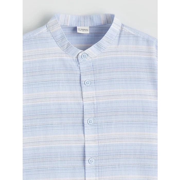 LCW Kids Mavi Hakim Yaka Çizgili Erkek Çocuk Gömlek