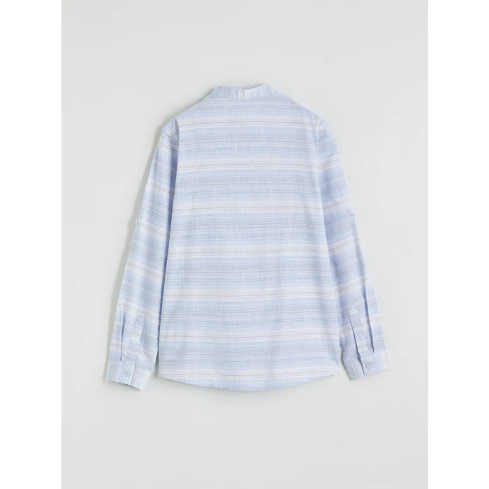 LCW Kids Mavi Hakim Yaka Çizgili Erkek Çocuk Gömlek