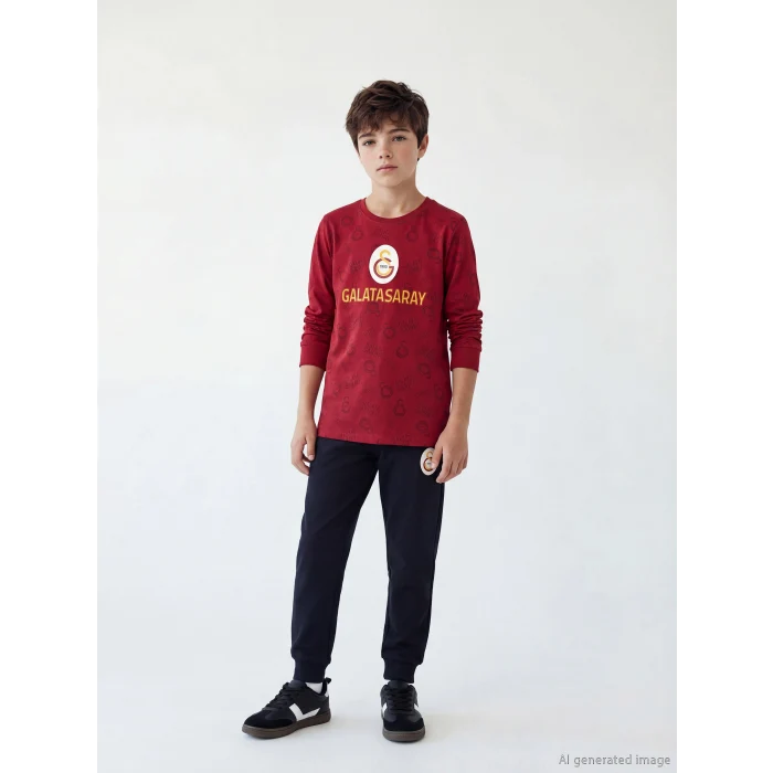 LCW Kids Kırmızı Galatasaray Baskılı Erkek Çocuk Pijama Takım