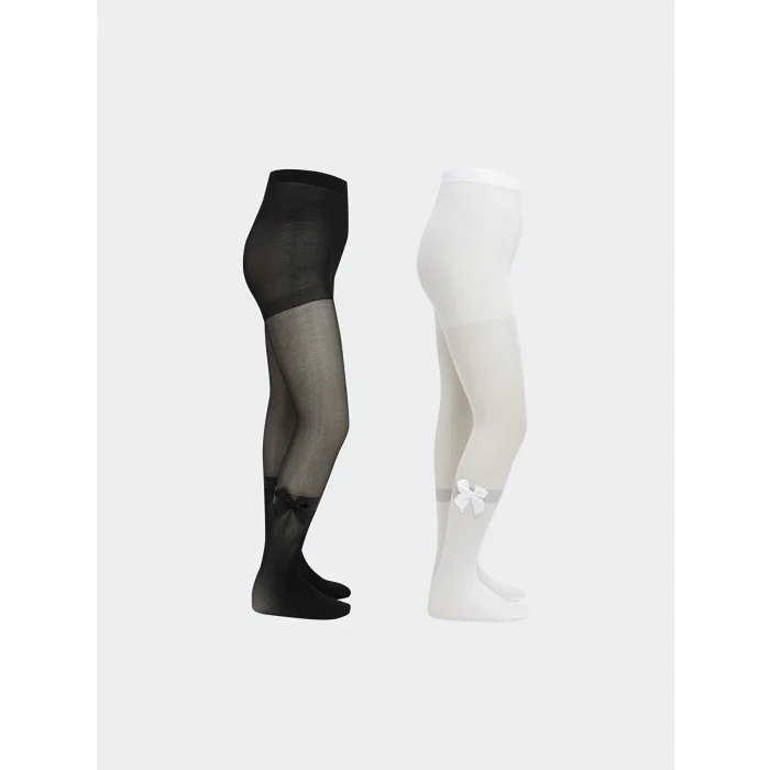 LCW Kids Siyah Fiyonk Detaylı Kız Çocuk İnce Külotlu Çorap 2li