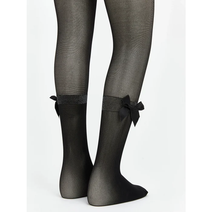 LCW Kids Siyah Fiyonk Detaylı Kız Çocuk İnce Külotlu Çorap 2li