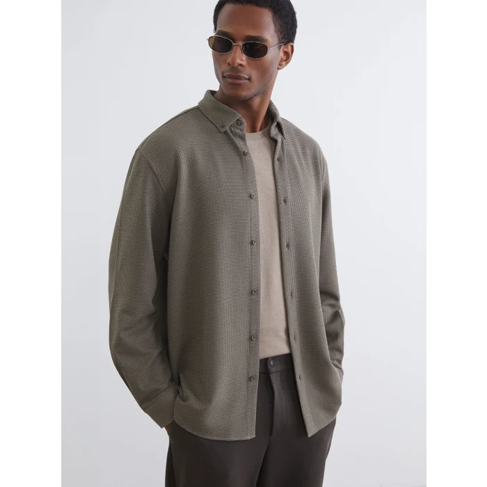 LCW Vision Yeşil Regular Fit Uzun Kollu Erkek Gömlek