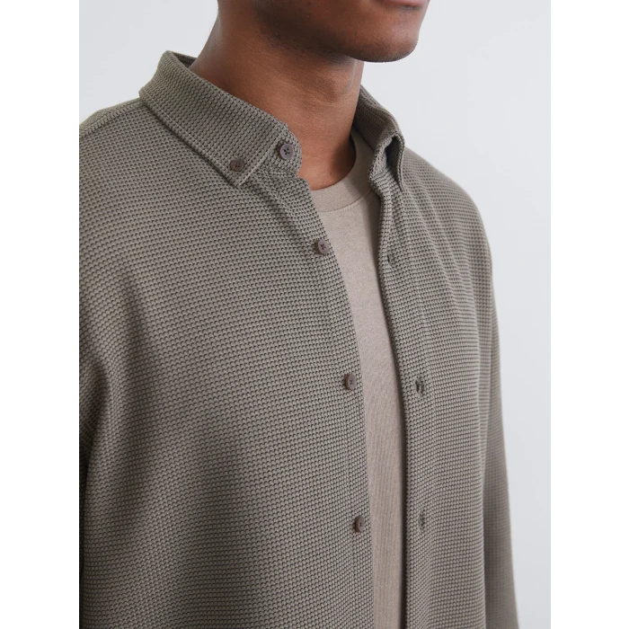 LCW Vision Yeşil Regular Fit Uzun Kollu Erkek Gömlek