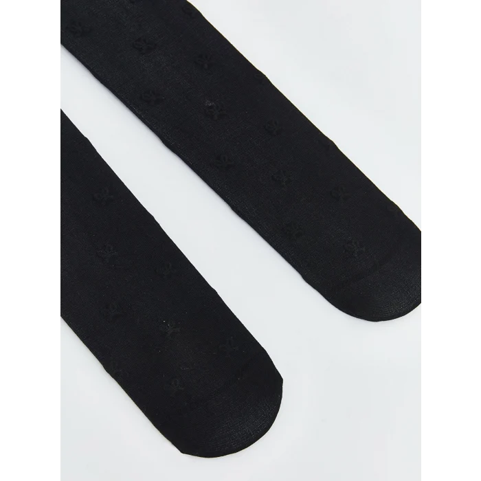 LCW Kids Siyah Desenli Kız Çocuk İnce Külotlu Çorap 2li