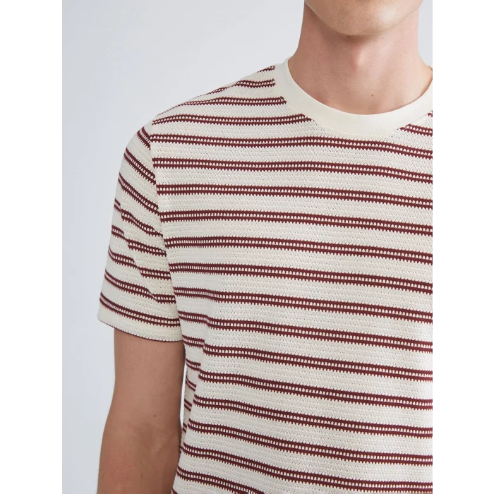 XSIDE Bordo Bisiklet Yaka Çizgili Penye Erkek Tişört