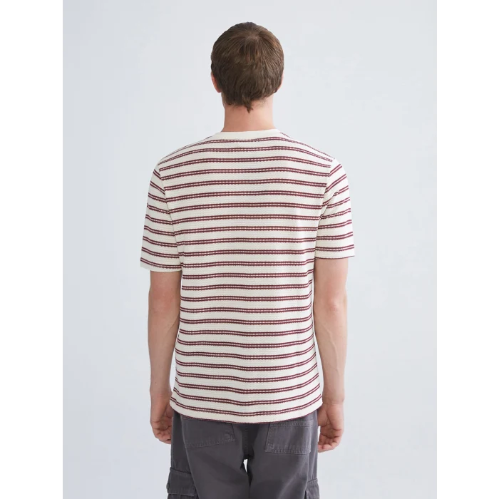 XSIDE Bordo Bisiklet Yaka Çizgili Penye Erkek Tişört