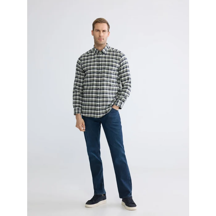 LCWAIKIKI Classic Yeşil Regular Fit Ekose Gabardin Erkek Gömlek