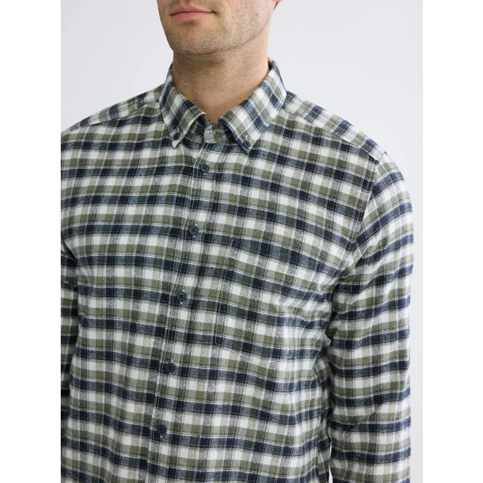 LCWAIKIKI Classic Yeşil Regular Fit Ekose Gabardin Erkek Gömlek