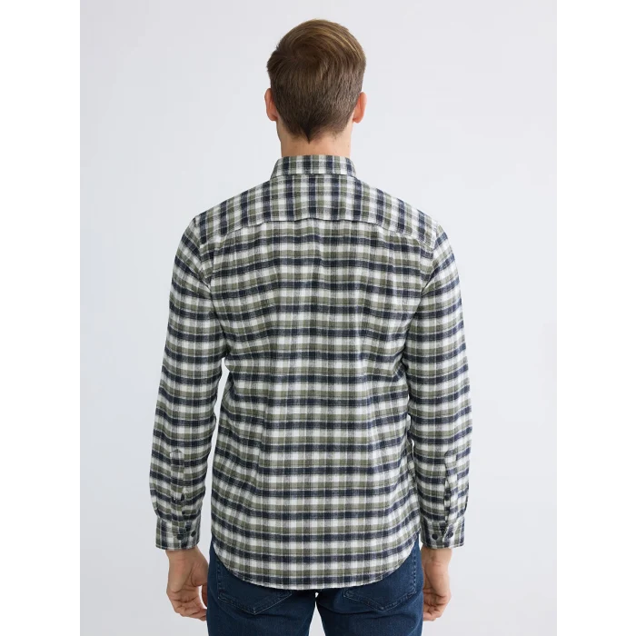 LCWAIKIKI Classic Yeşil Regular Fit Ekose Gabardin Erkek Gömlek