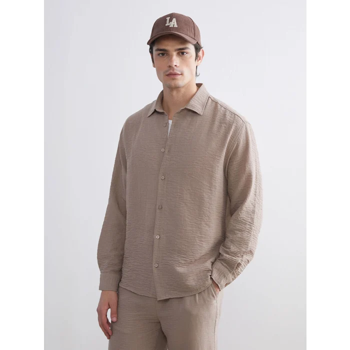 XSIDE Bej Regular Fit Uzun Kollu Erkek Gömlek