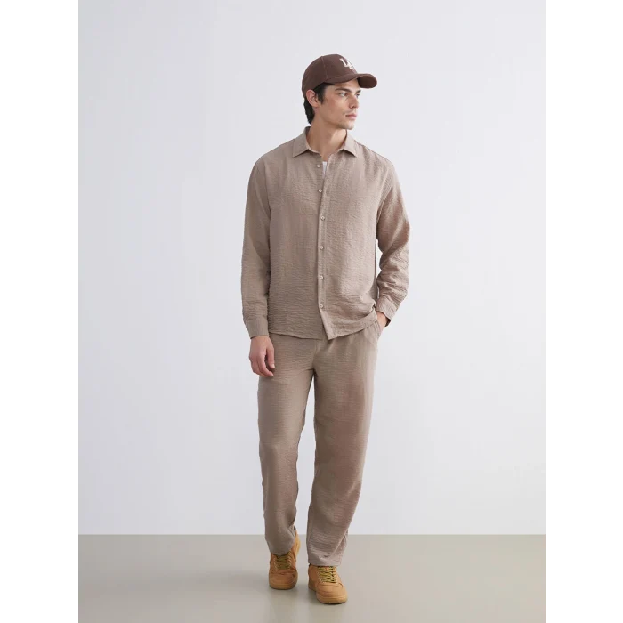 XSIDE Bej Regular Fit Uzun Kollu Erkek Gömlek