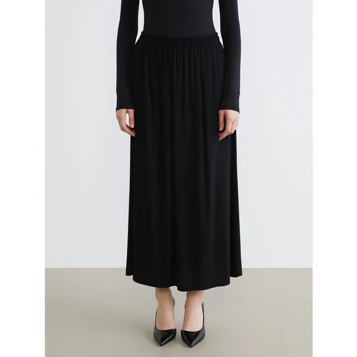 LCW Grace Siyah Beli Lastikli Belmando Kloş Etek