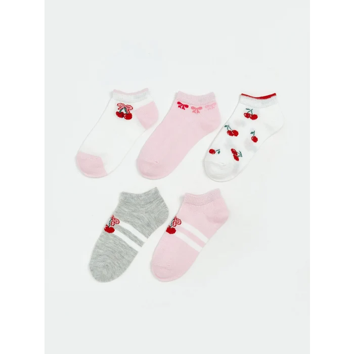 LCW Kids Ekru Desenli Kız Çocuk Patik Çorap 5li