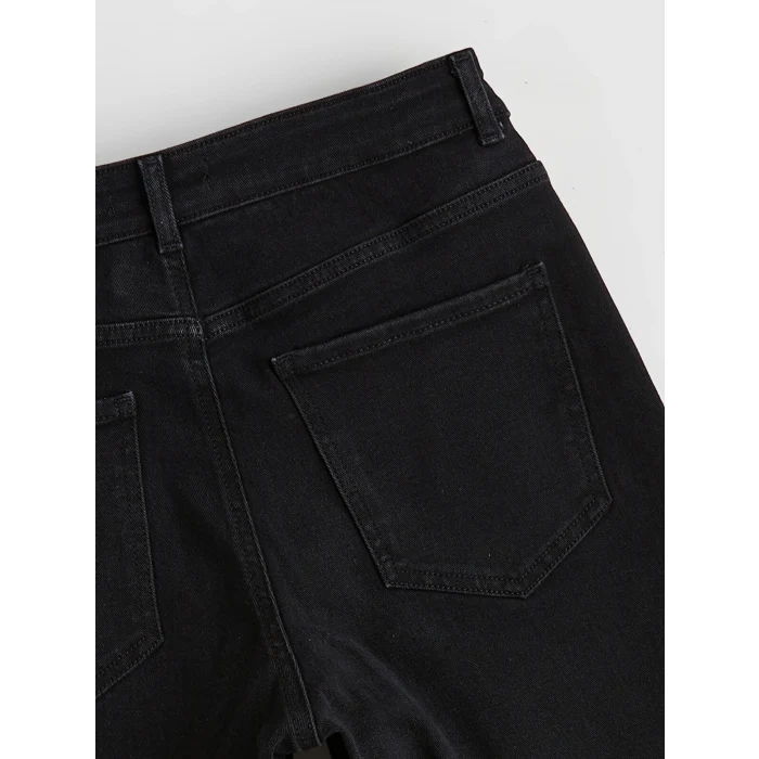 LCWAIKIKI Classic Siyah Yüksek Bel Wideleg Kadın Jean Pantolon