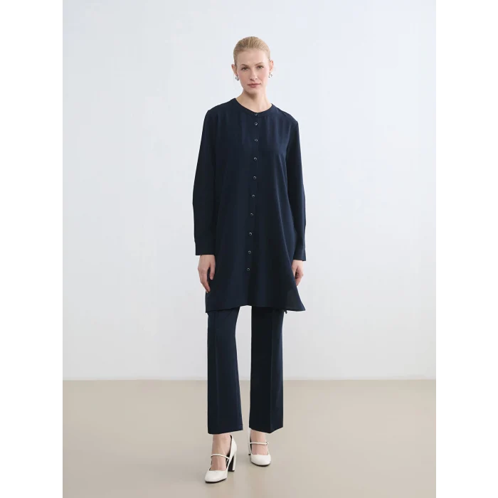 LCW Grace Lacivert Hakim Yaka Kadın Gömlek Tunik
