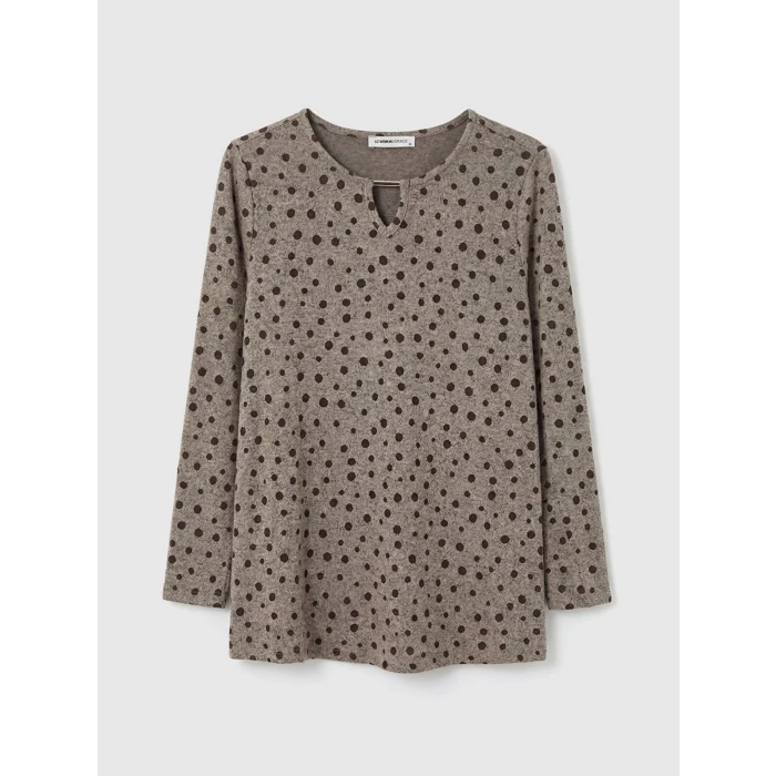 LCW Grace Kahverengi Bisiklet Yaka Desenli Bluz