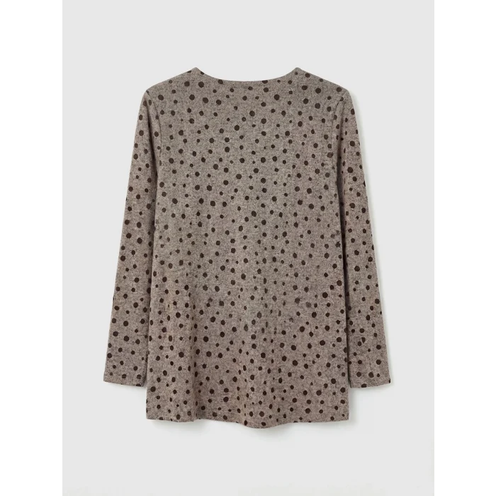 LCW Grace Kahverengi Bisiklet Yaka Desenli Bluz