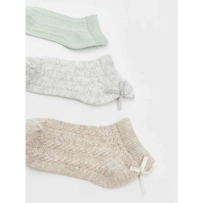 LCW baby Ekru Desenli Kız Bebek Patik Çorap 5li