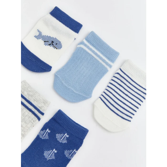 LCW baby Mavi Erkek Bebek Desenli Patik Çorap 5li