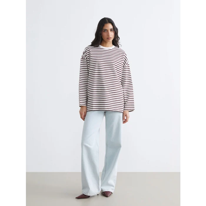 LCW Modest Mürdüm Rahat Kalıp Kadın Sweatshirt Tunik