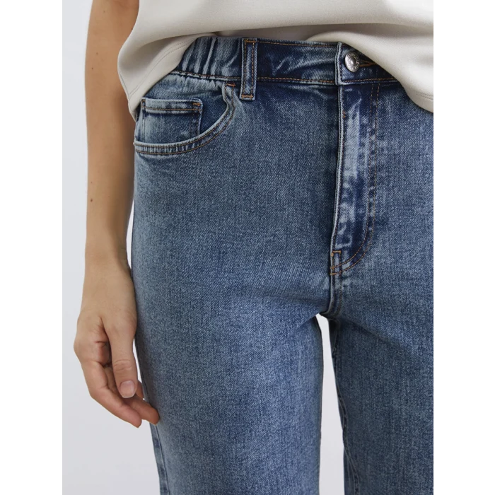 LCWAIKIKI Classic İndigo Beli Lastikli Slim Mom Kadın Jean Pantolon