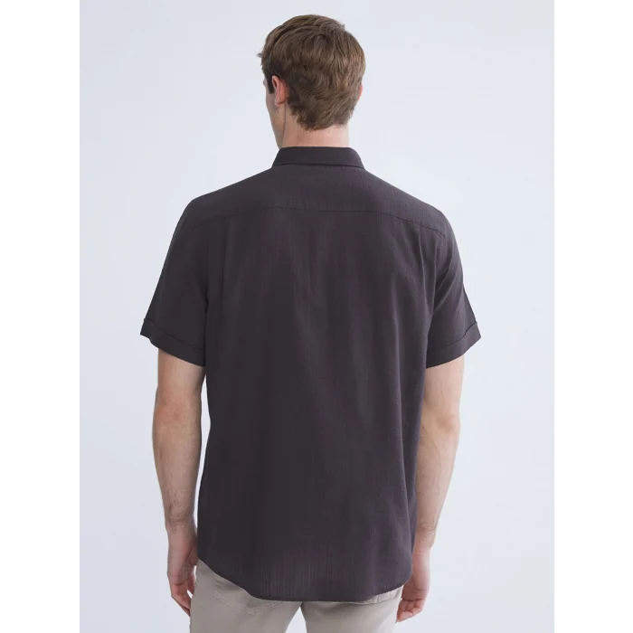 LCWAIKIKI Classic Kahverengi Regular Fit Kısa Kollu Erkek Gömlek