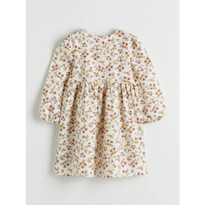 LCW Kids Ekru Çiçekli Kız Çocuk Elbise ve Süveter