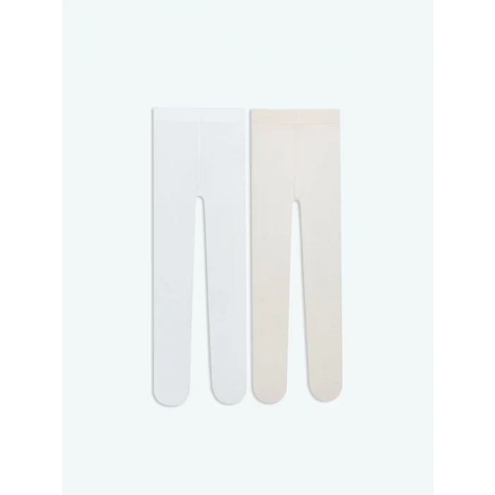 LCW baby Beyaz Kız Bebek Külotlu Çorap 2li