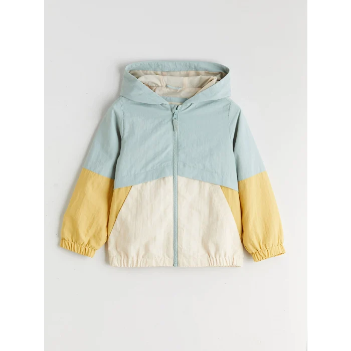 LCW Kids Yeşil Kapüşonlu Renk Bloklu Erkek Çocuk Mont