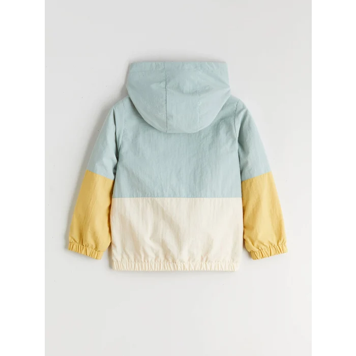 LCW Kids Yeşil Kapüşonlu Renk Bloklu Erkek Çocuk Mont