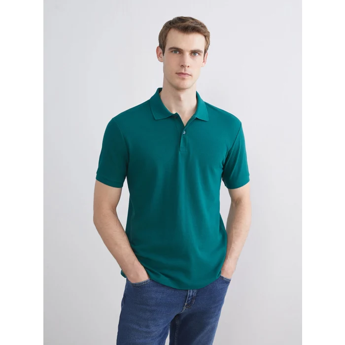 LCWAIKIKI Classic Yeşil Polo Yaka Kısa Kollu Pike Erkek Tişört