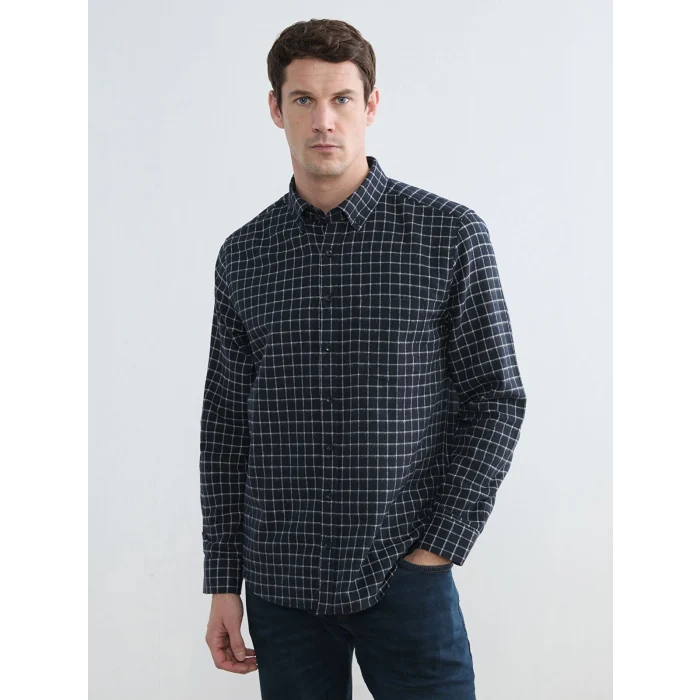 LCWAIKIKI Classic Siyah Regular Fit Ekose Erkek Gömlek