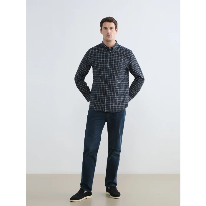 LCWAIKIKI Classic Siyah Regular Fit Ekose Erkek Gömlek