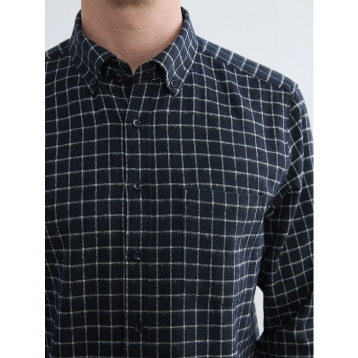 LCWAIKIKI Classic Siyah Regular Fit Ekose Erkek Gömlek