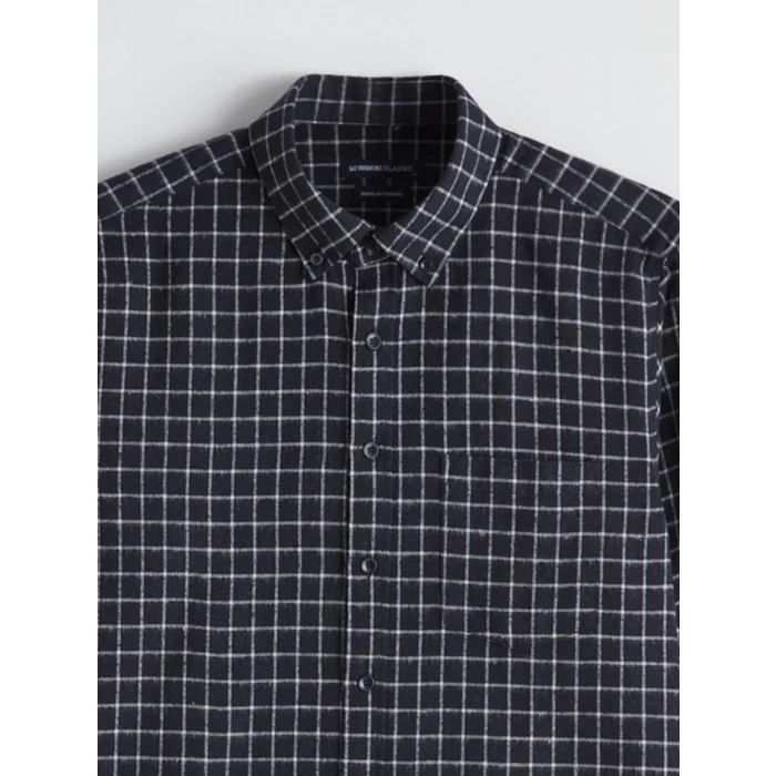 LCWAIKIKI Classic Siyah Regular Fit Ekose Erkek Gömlek