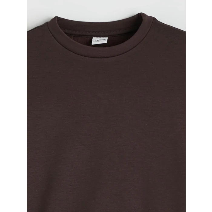 LCW Kids Kahverengi New York Baskılı Kız Çocuk Soft Touch Sweatshirt ve Eşofman Altı