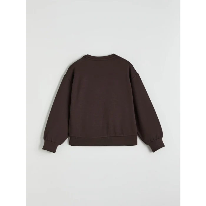 LCW Kids Kahverengi New York Baskılı Kız Çocuk Soft Touch Sweatshirt ve Eşofman Altı