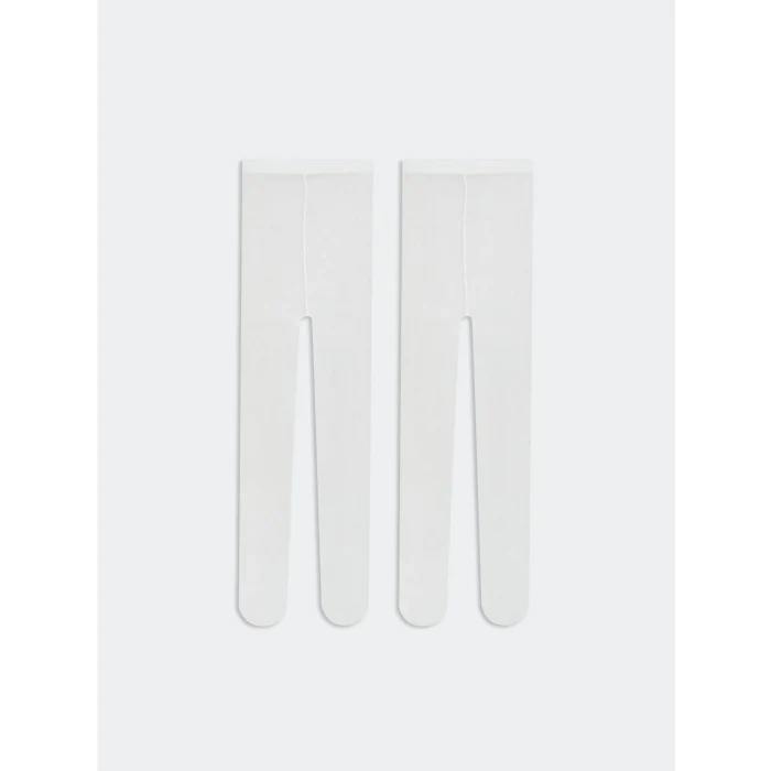 LCW baby Ekru Basic İnce Kız Bebek Külotlu Çorap 2li