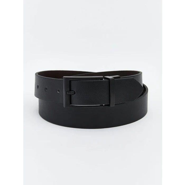 LCW ACCESSORIES Siyah Deri Görünümlü Erkek Kemer