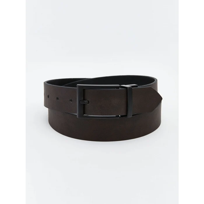 LCW ACCESSORIES Siyah Deri Görünümlü Erkek Kemer