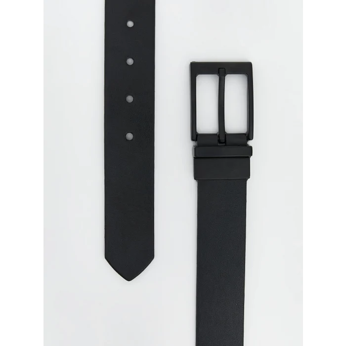 LCW ACCESSORIES Siyah Deri Görünümlü Erkek Kemer