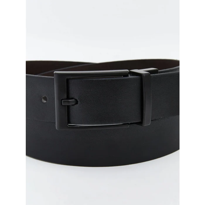 LCW ACCESSORIES Siyah Deri Görünümlü Erkek Kemer
