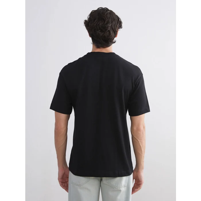 XSIDE Siyah Bisiklet Yaka Penye Erkek Tişört